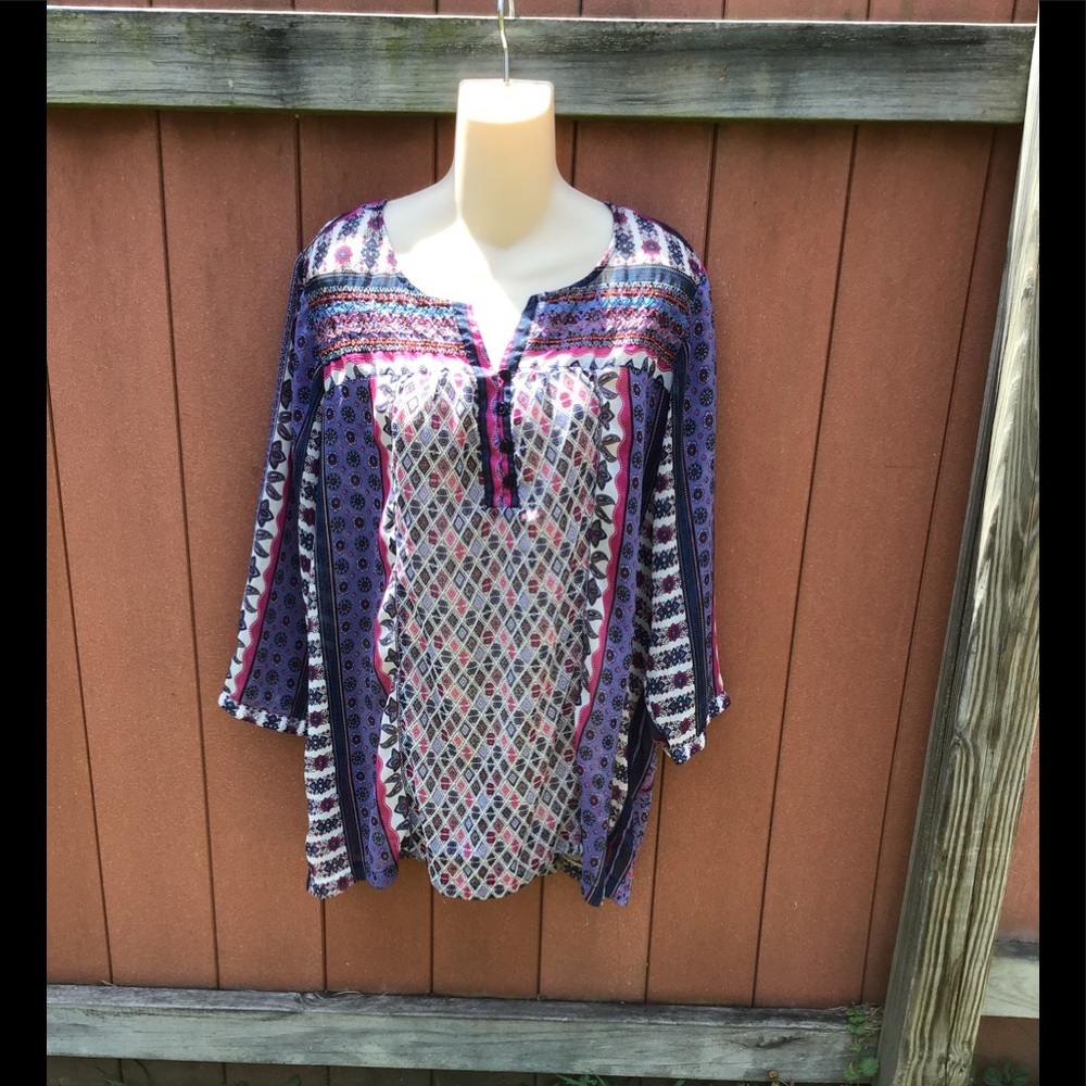 CB Established Top , lightweight/ Sheer with Beading, Size 2X